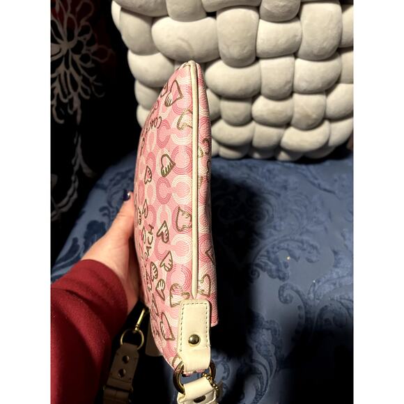 Coach 43758 Waverly Hearts Gold & Khaki PVC Crossbody Swingpack - Picture 3 of 14